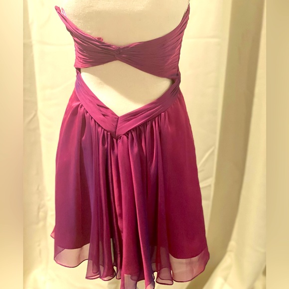 La Femme Strapless Open Back Short Formal Gown with Beaded Detail - Picture 4 of 10